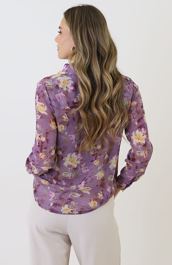 Chiffon Print Blouse Paars – blouses, foto 3