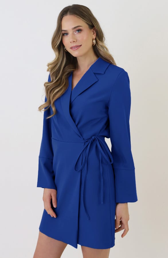 Classic Elegant Blazer Dress Kobalt – jurken, foto 8