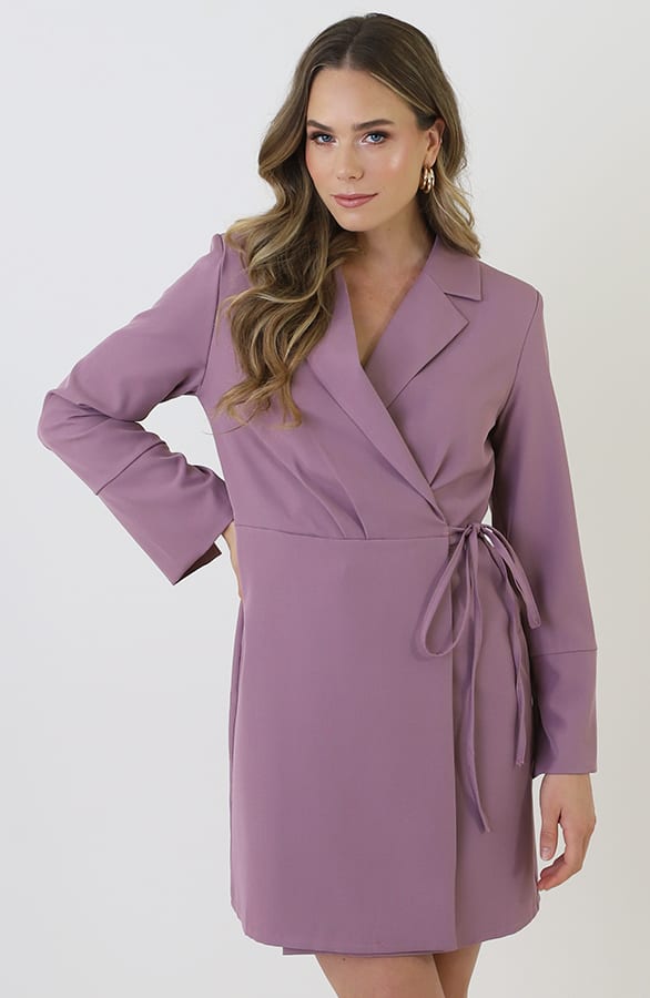 Classic Elegant Blazer Dress Mauve – jurken, foto 2