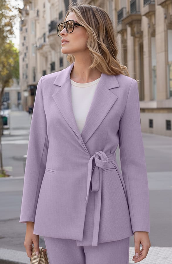 Classic Wrap Blazer Lila – jassen, foto 5