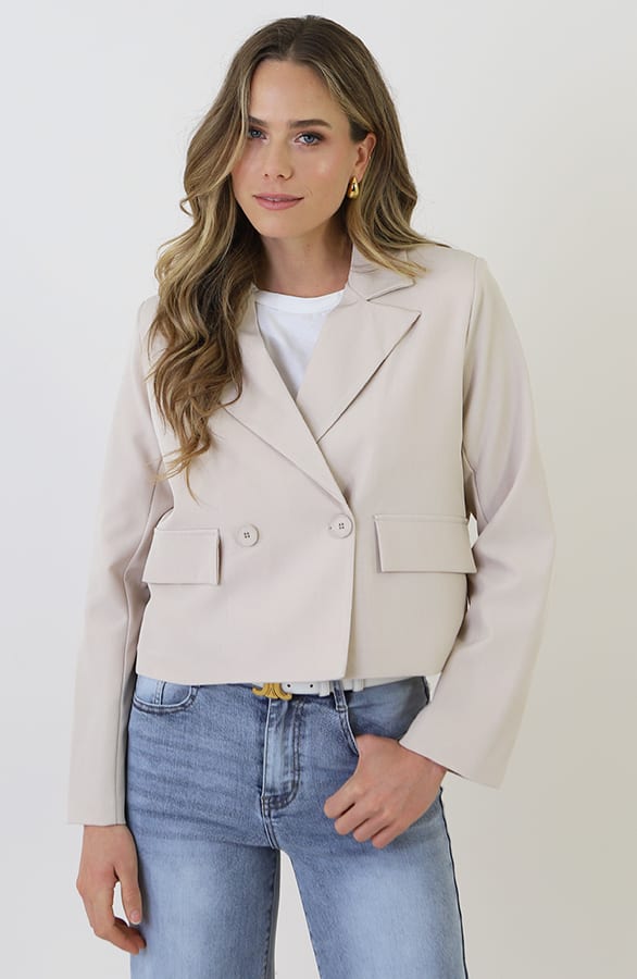 Cropped Pocket Blazer Beige – jassen, foto 7