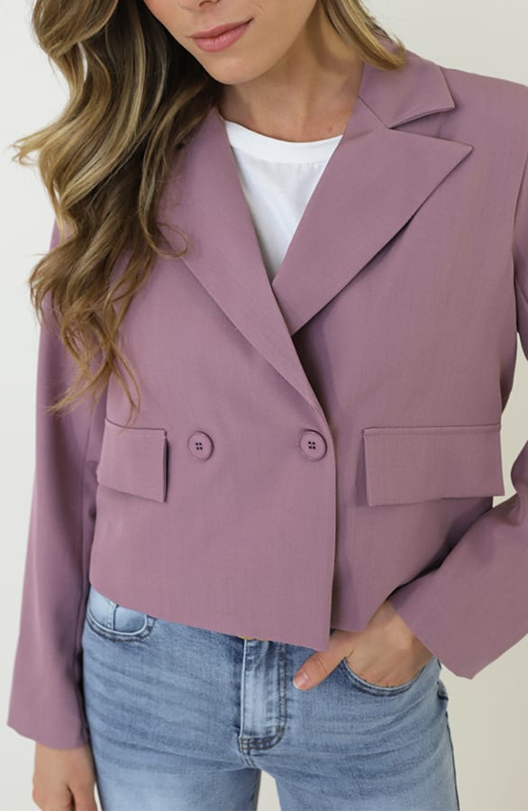 Cropped Pocket Blazer Mauve – jassen, foto 5