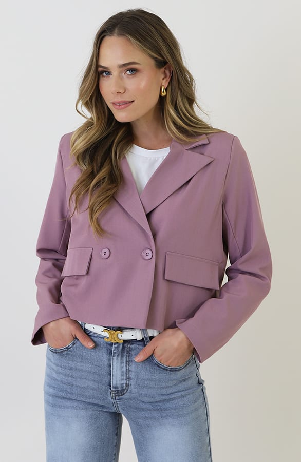 Cropped Pocket Blazer Mauve – jassen, foto 2