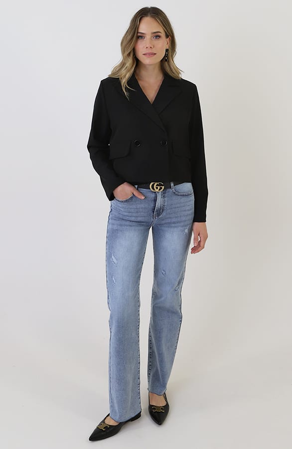 Cropped Pocket Blazer Zwart – jassen, foto 5