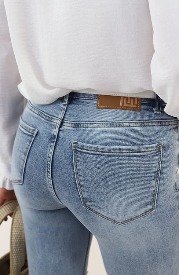 Damaged Wide Leg Jeans Mid Blue Stretch FMH, Schlaghosen, Foto 6