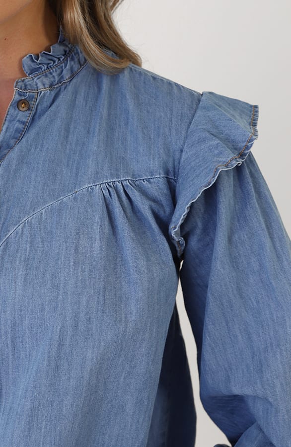 Elegance Ruffle Denim Blouse – blouses, foto 6