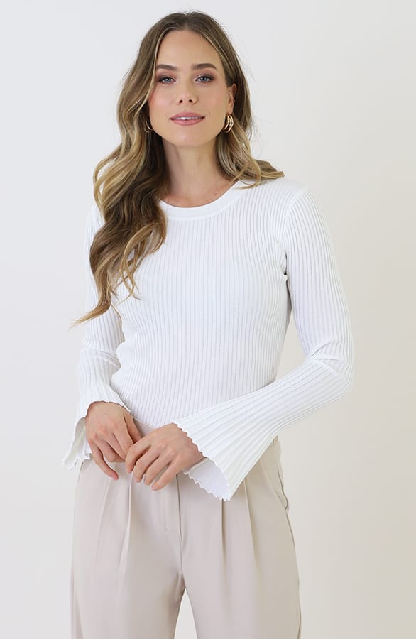 Flared Sleeve Top Ecru