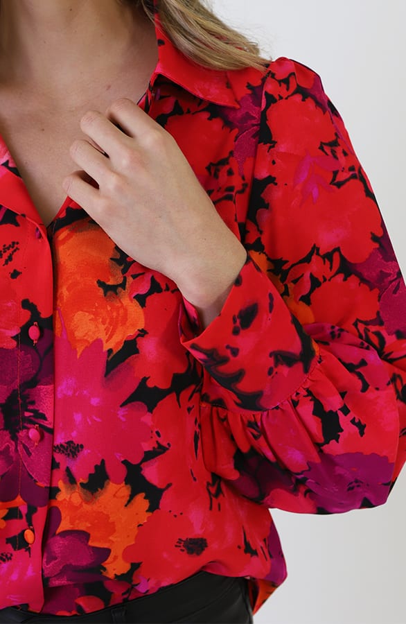 Floral Blouse Rood Roze – blouses, foto 10