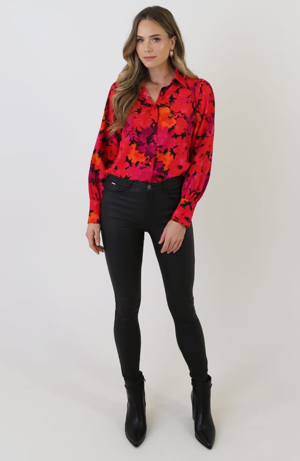 Floral Blouse Rood Roze – blouses, foto 11