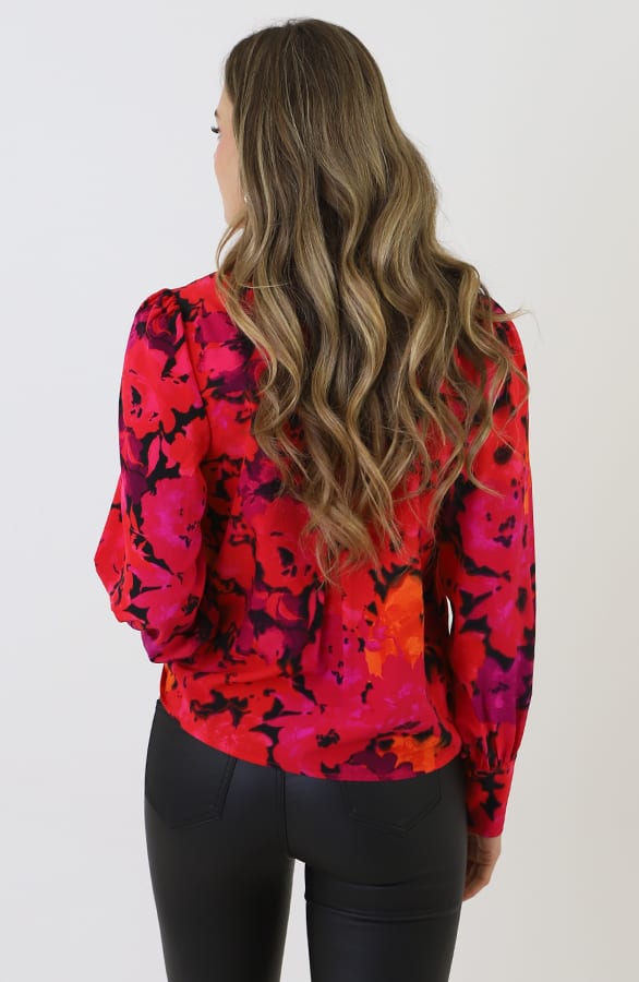 Floral Blouse Rood Roze – blouses, foto 9
