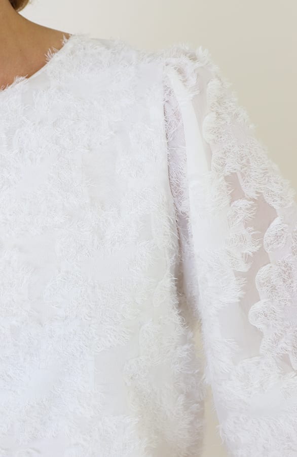 Fringes Pofmouwen Top Ecru – blouses, foto 4