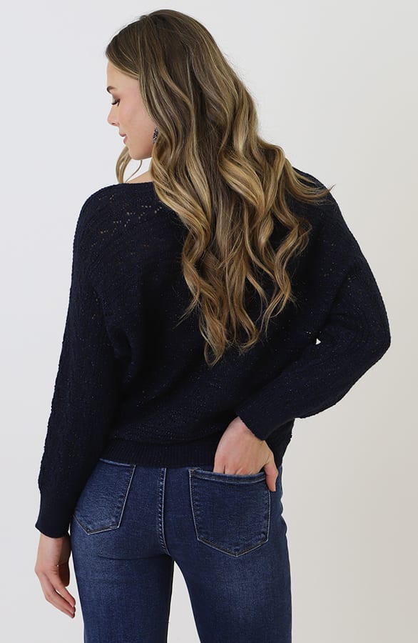 Gehaakte Lurex Top Longsleeve Marine – tops, foto 8