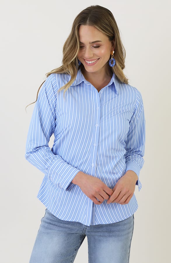 Getailleerde Strepen Blouse Blauw – tops, foto 9