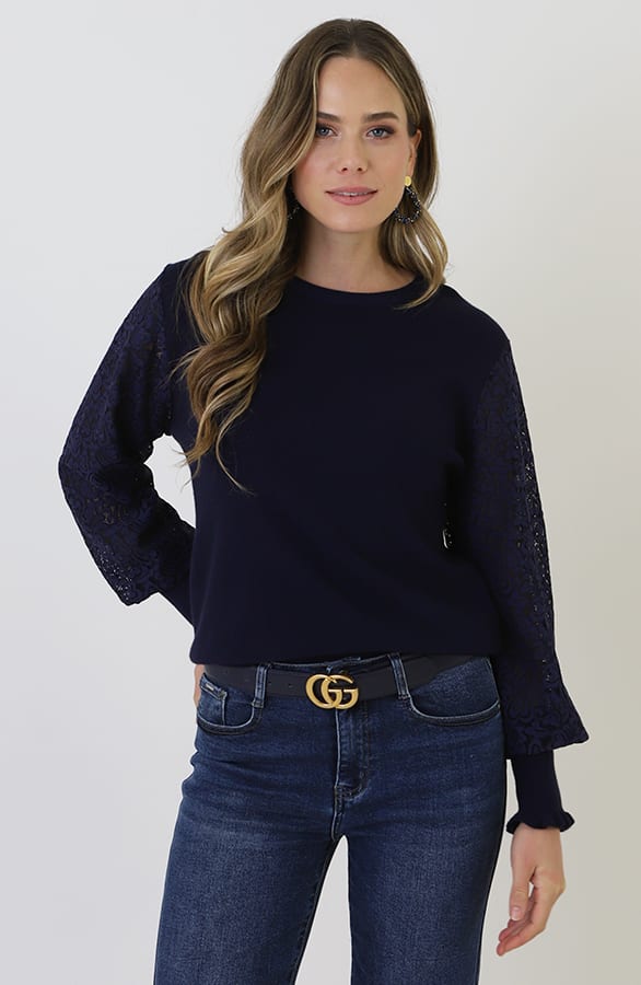 Hearts Sleeve Soft Pullover Marine, Foto 7