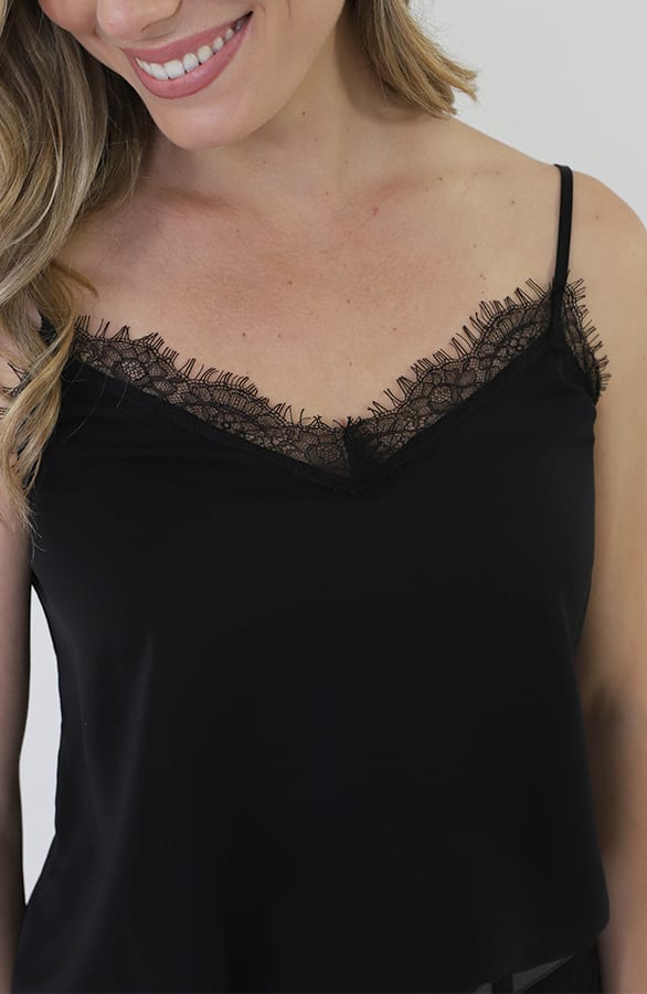 Kanten Spaghetti Top Zwart – tops, foto 5