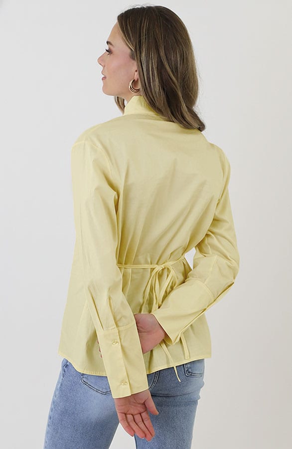 Katoenen Strik Blouse Butter Yellow – blouses, foto 3