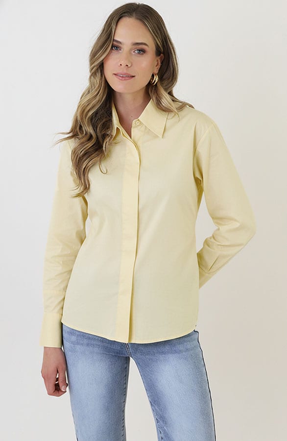 Katoenen Strik Blouse Butter Yellow