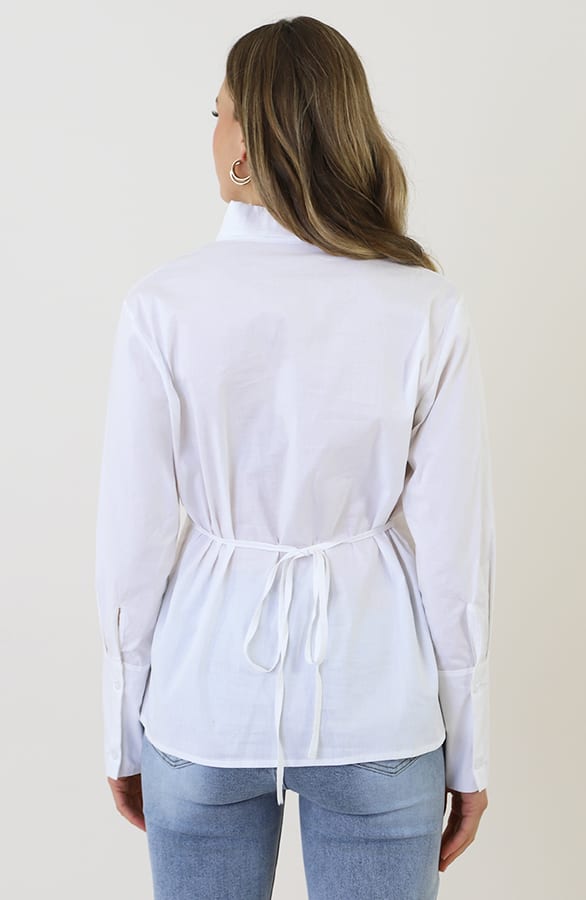 Katoenen Strik Blouse Ecru – blouses, foto 8