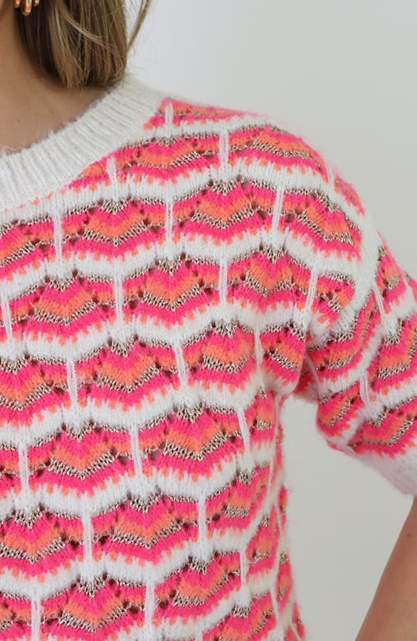 Knitted Detail Print Trui Fuchsia – truien, foto 4