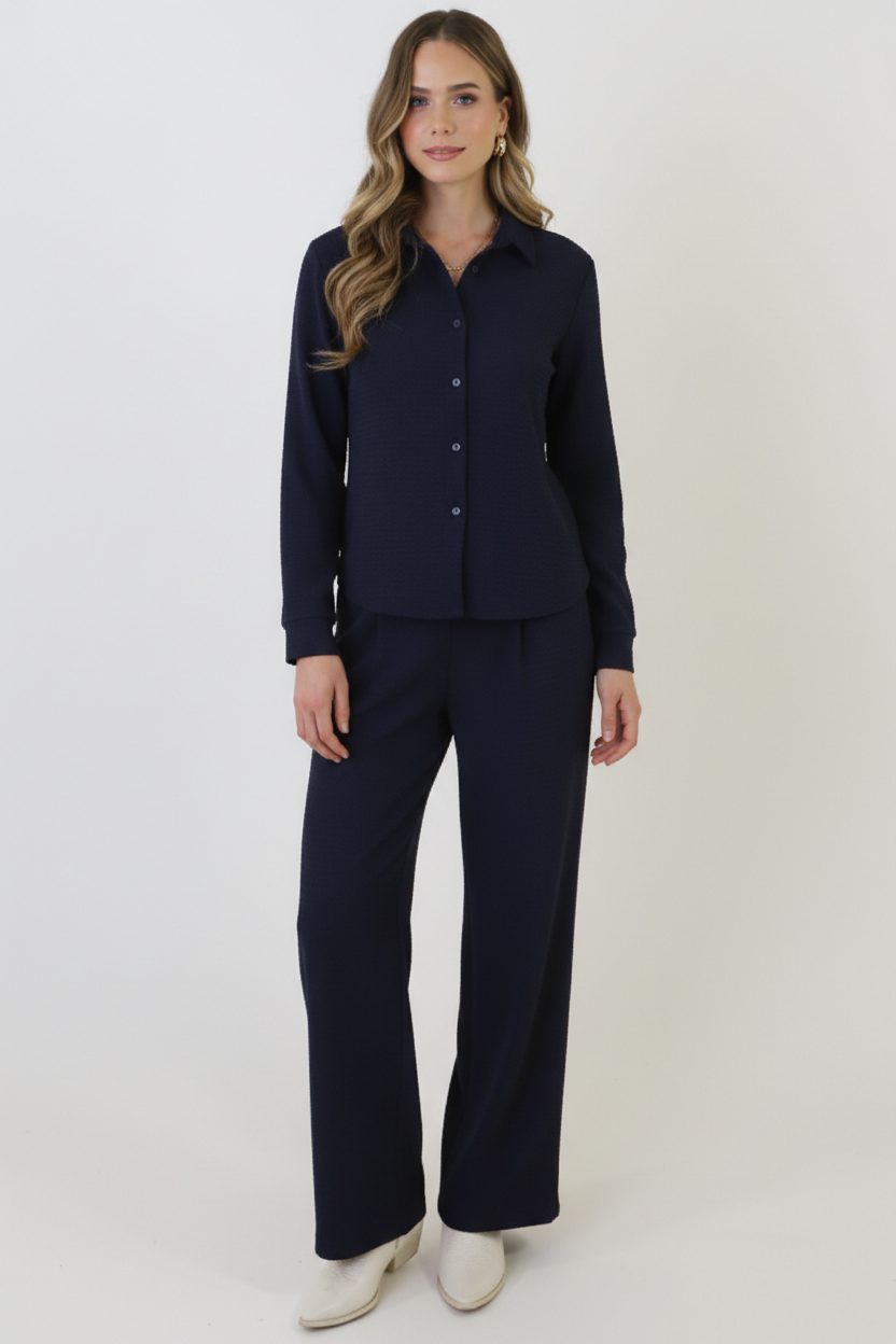 LA Knopen Blouse Marine – blouses, foto 5