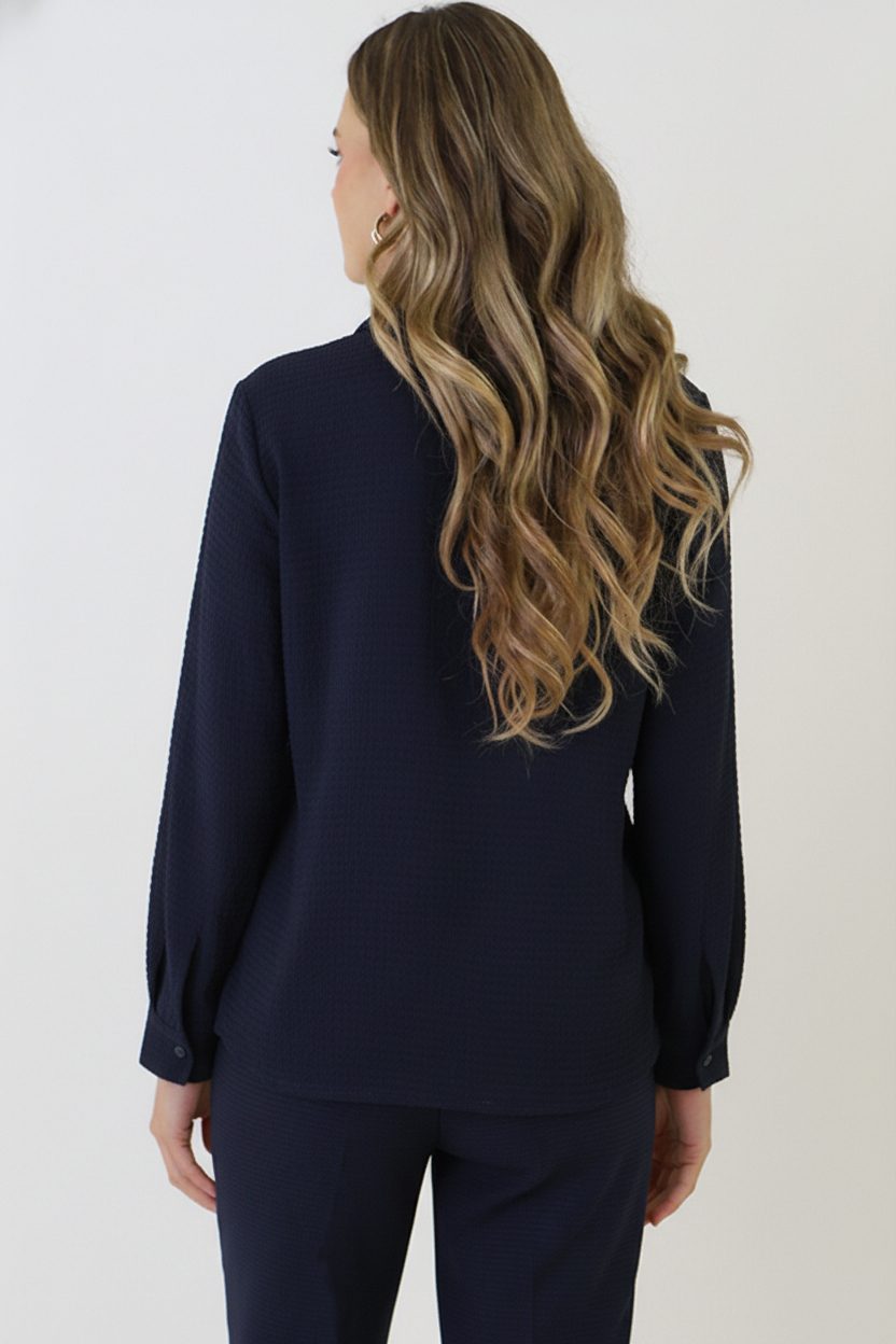 LA Knopen Blouse Marine – blouses, foto 3