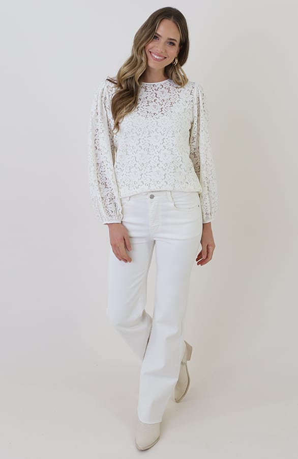 Lace Long Sleeve Blouse Ecru – tops, foto 12