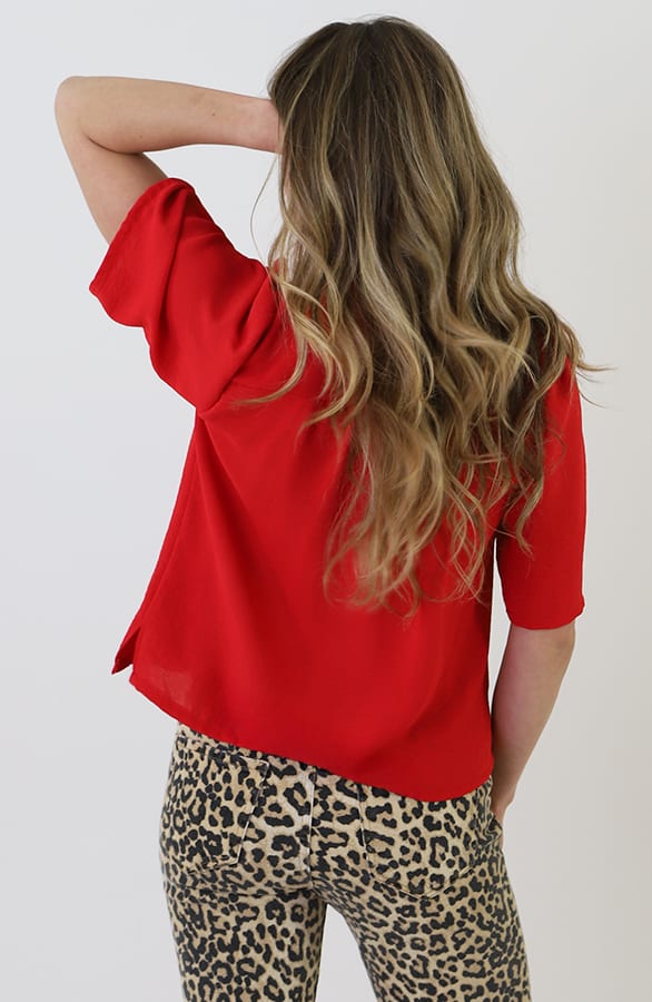 Lilly V-hals Wijde Mouw Top Rood – tops, foto 10