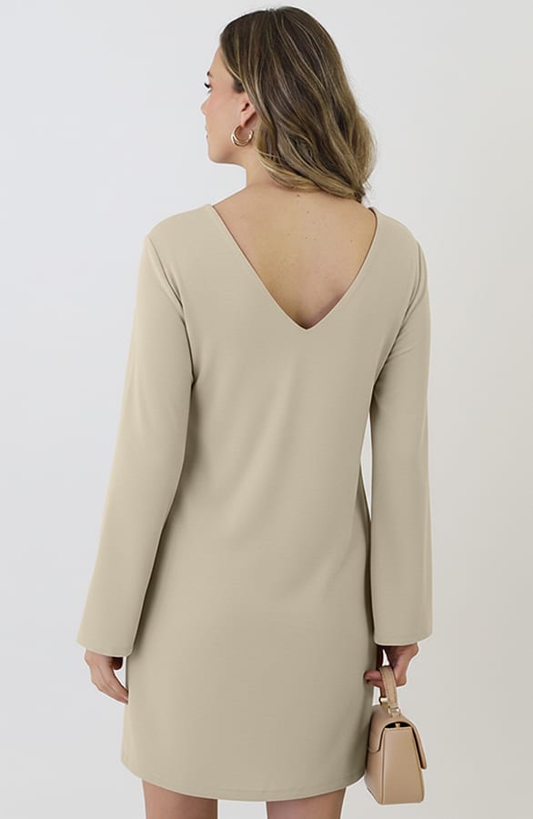 Longsleeve Jurk Open Rug Beige – jurken, foto 8