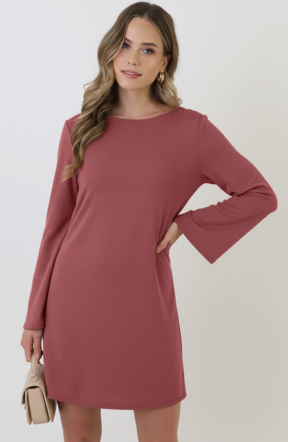 Longsleeve Jurk Open Rug Dust Roze – jurken, foto 12