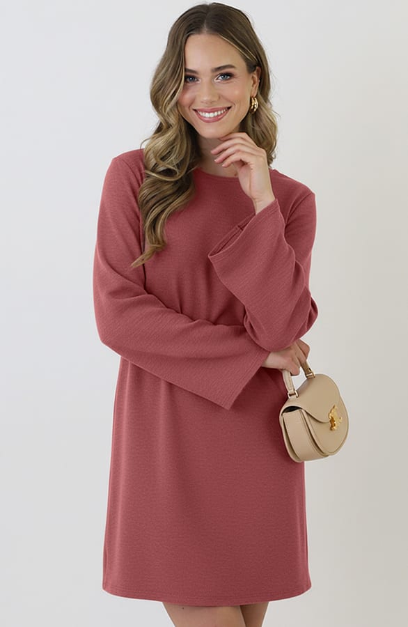 Longsleeve Jurk Open Rug Dust Roze – jurken, foto 8