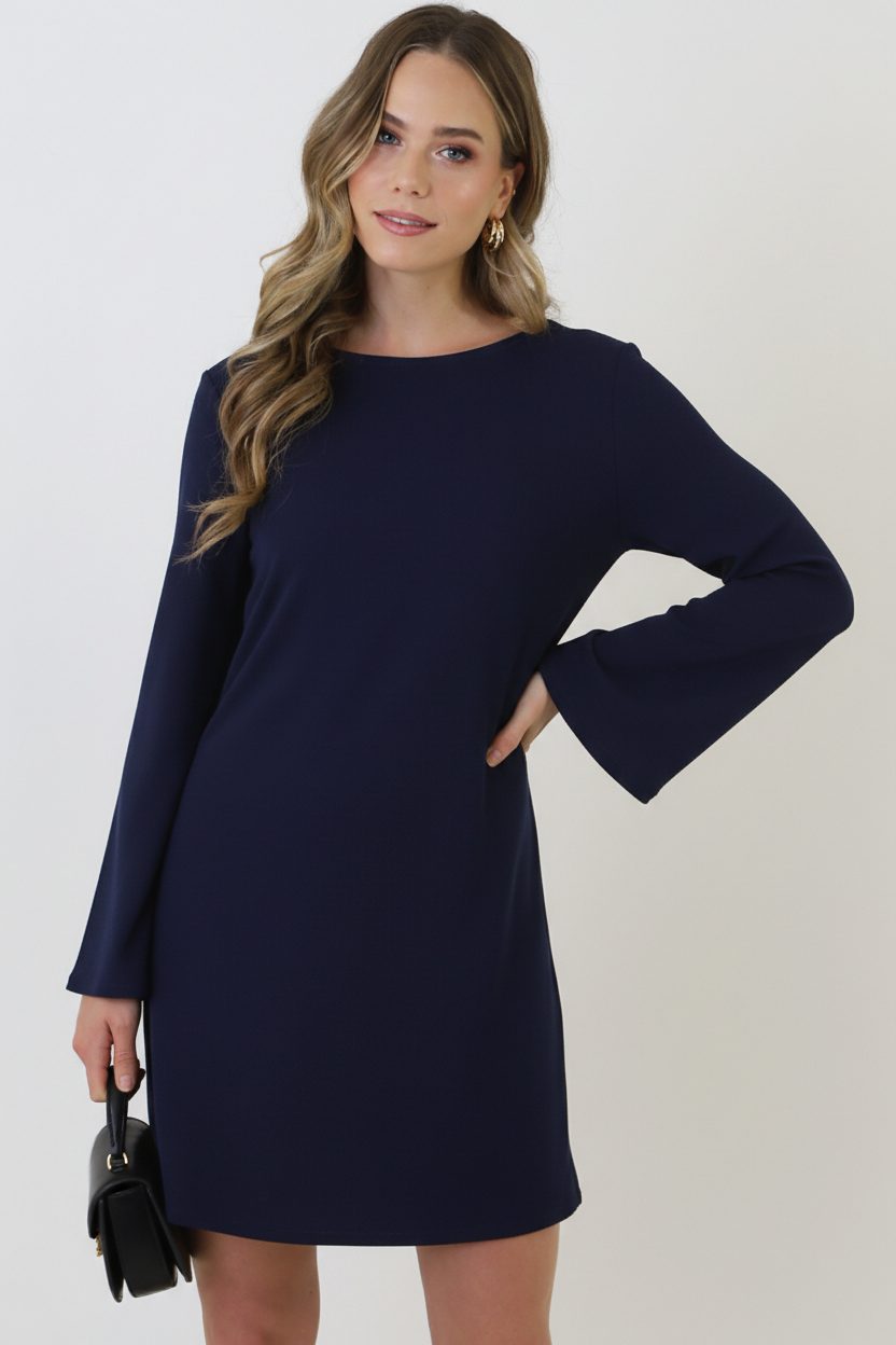 Longsleeve Jurk Open Rug Marine – jurken, foto 6