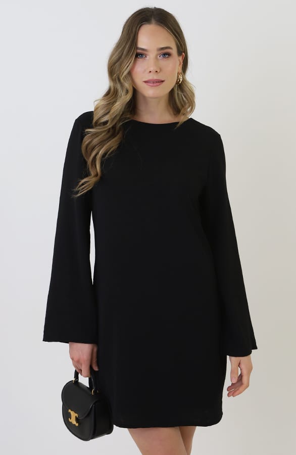 Longsleeve Jurk Open Rug Zwart – jurken, foto 8