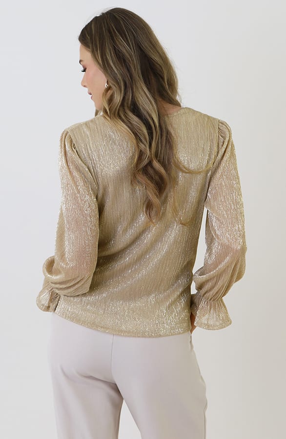 Lurex Longsleeve Top Goud – tops, foto 9
