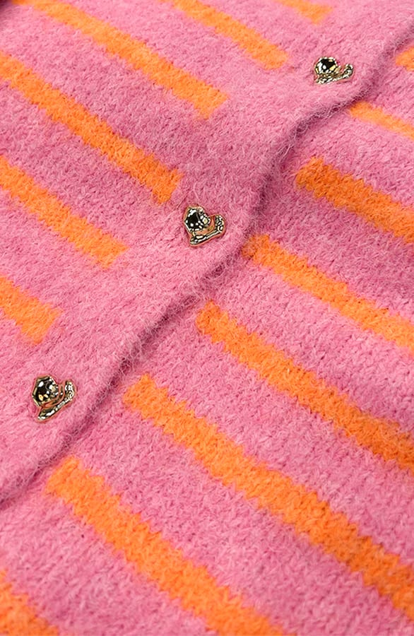 Luxe Gestreepte Cardigan Roze Oranje – vesten, foto 4