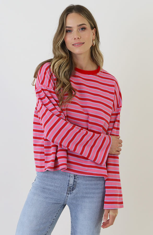 Oversized Streifen Top Baumwolle Tricolore, Tops, Foto 7