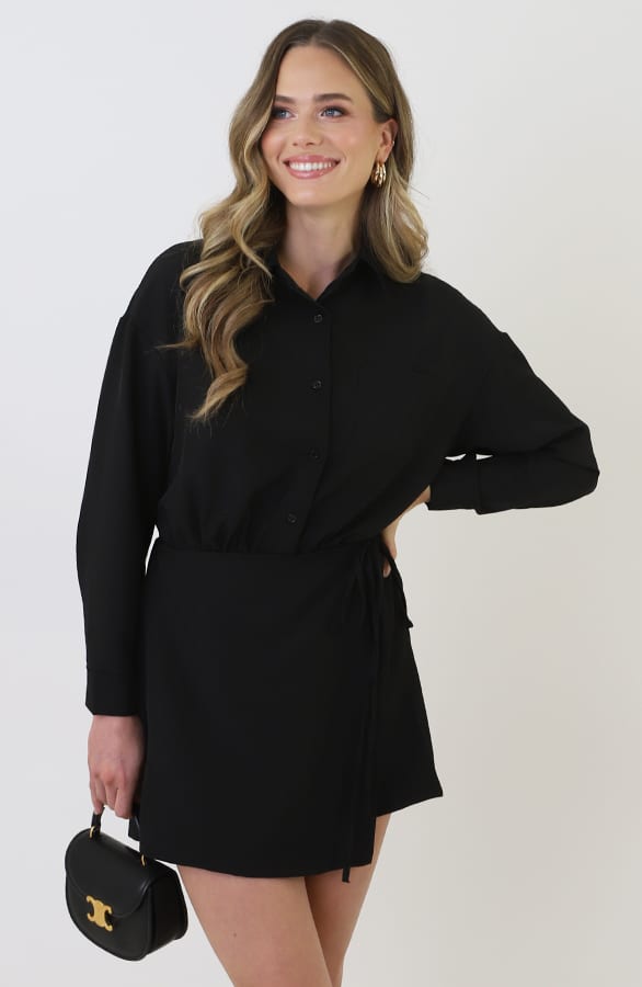 Oversized Wrap Playsuit Zwart – jumpsuits en playsuits, foto 10