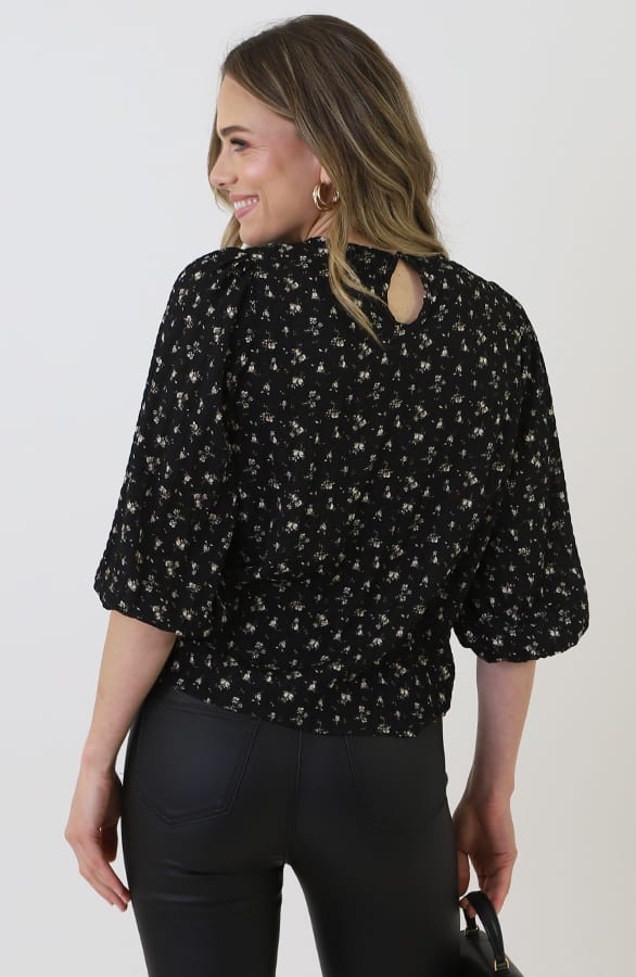 Pofmouw Luxury Top Mille Fleur Zwart – tops, foto 2