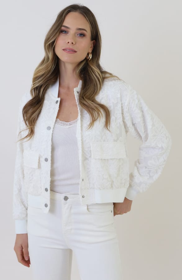 Premium Bomber Jacket Flower Ecru – jassen, foto 2