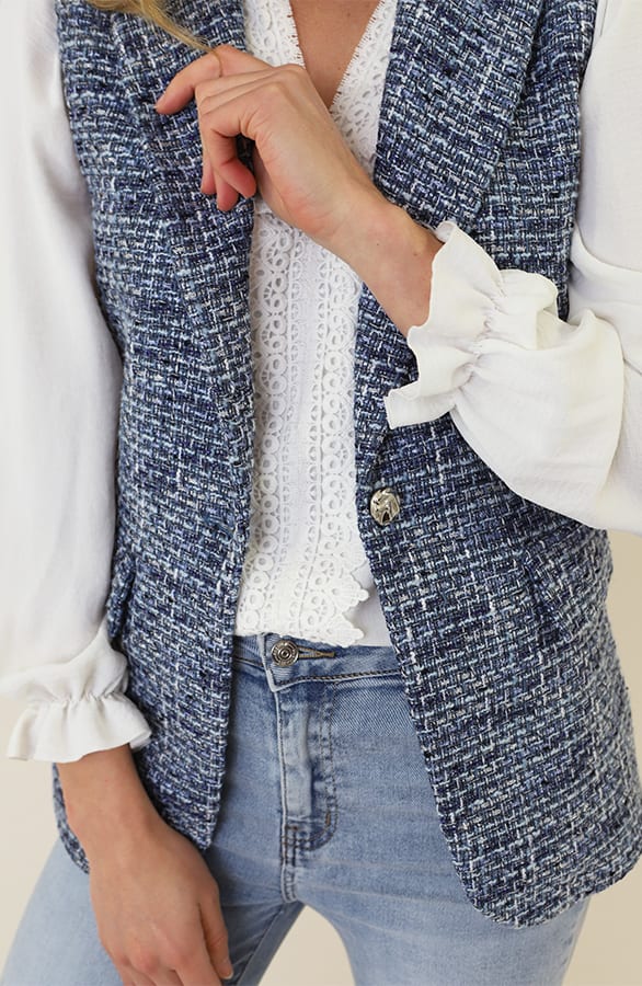 Premium Elegant Gilet Tweed Blauw – gilets, foto 7