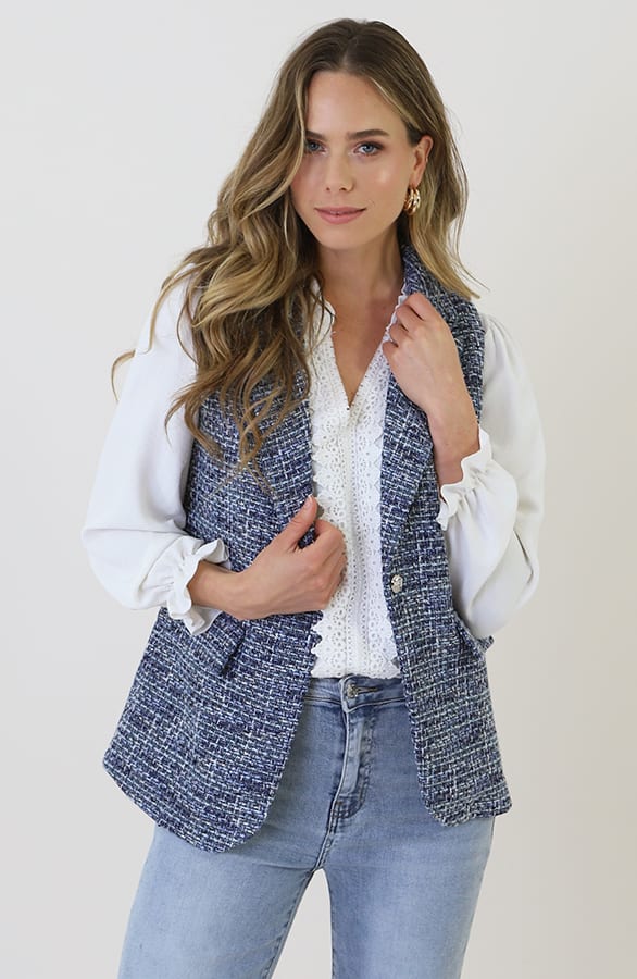 Premium Elegant Gilet Tweed Blauw – gilets, foto 8
