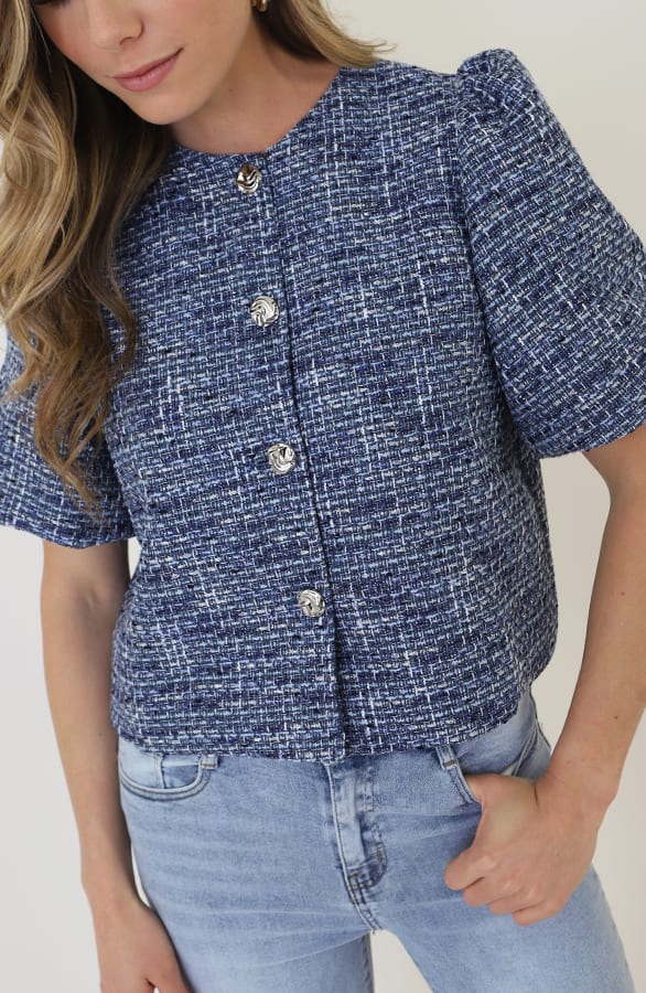 Premium Pofmouw Jacket Tweed Blauw – jassen, foto 9