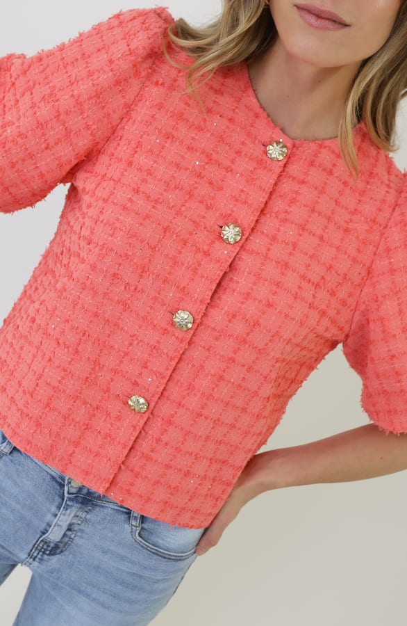 Premium Pofmouw Jacket Tweed Koraal – jassen, foto 5