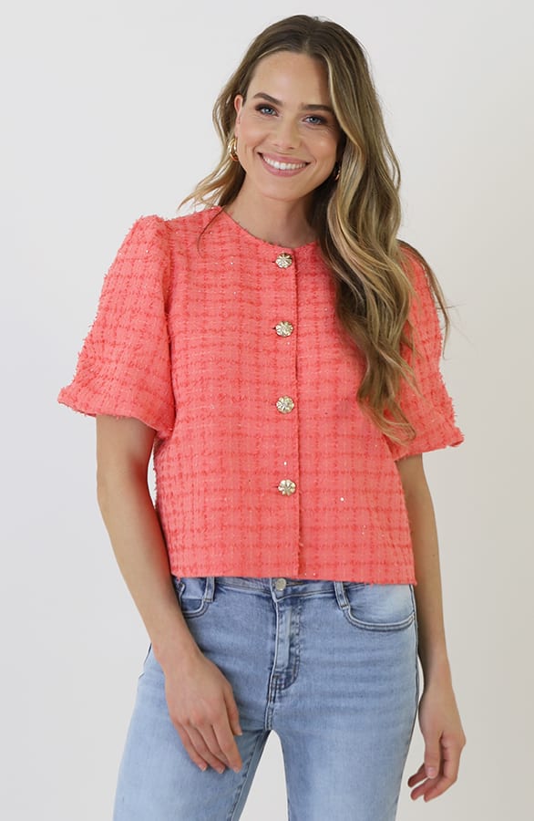 Premium Pofmouw Jacket Tweed Koraal – jassen, foto 7