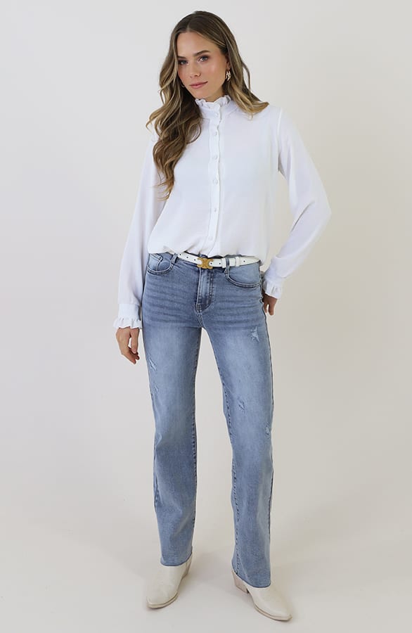 Ruffle High Neck Blouse Ecru – blouses, foto 7