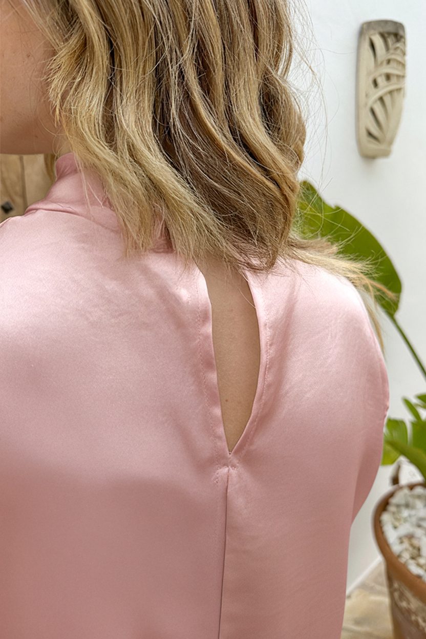 Satin Col Top Dust Roze – tops, foto 4