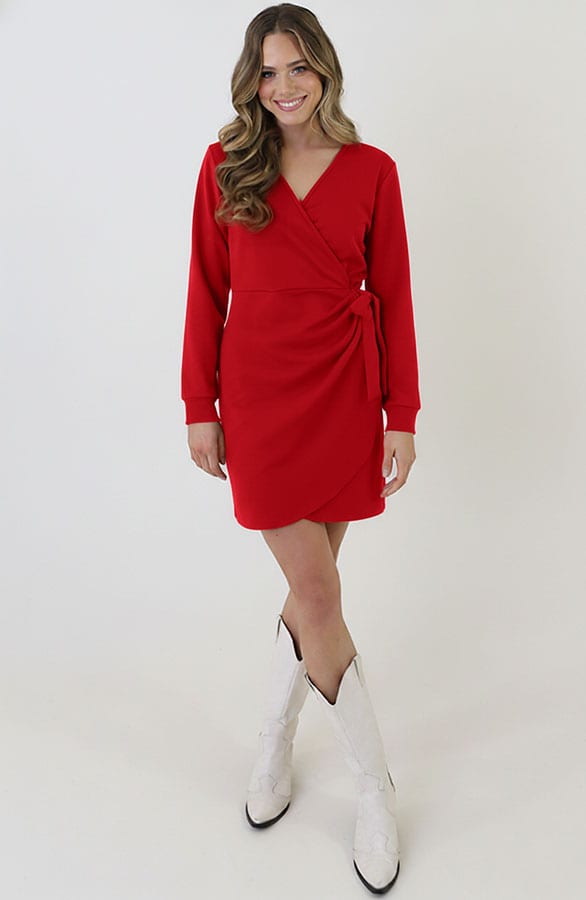 Scuba Long Sleeve Jurk Rood – jurken, foto 7