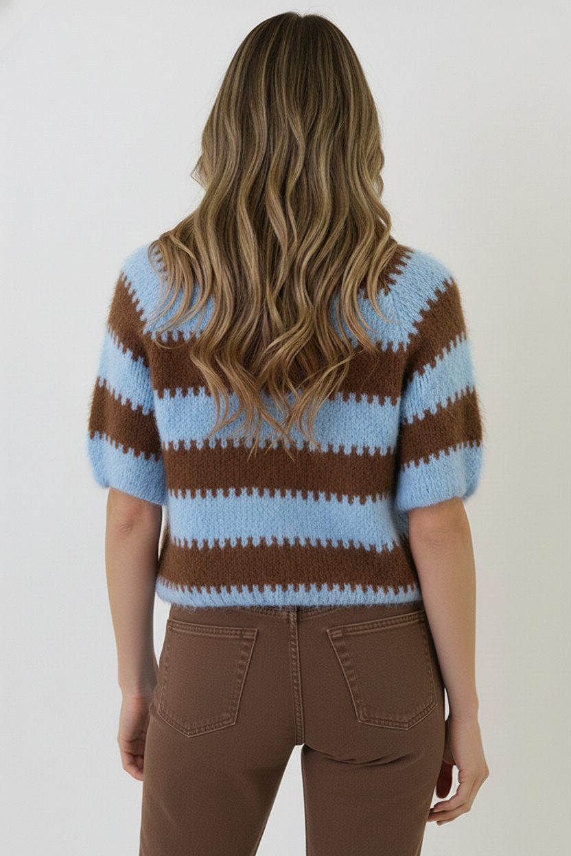 Soft Striped Sweater Choco – truien, foto 4