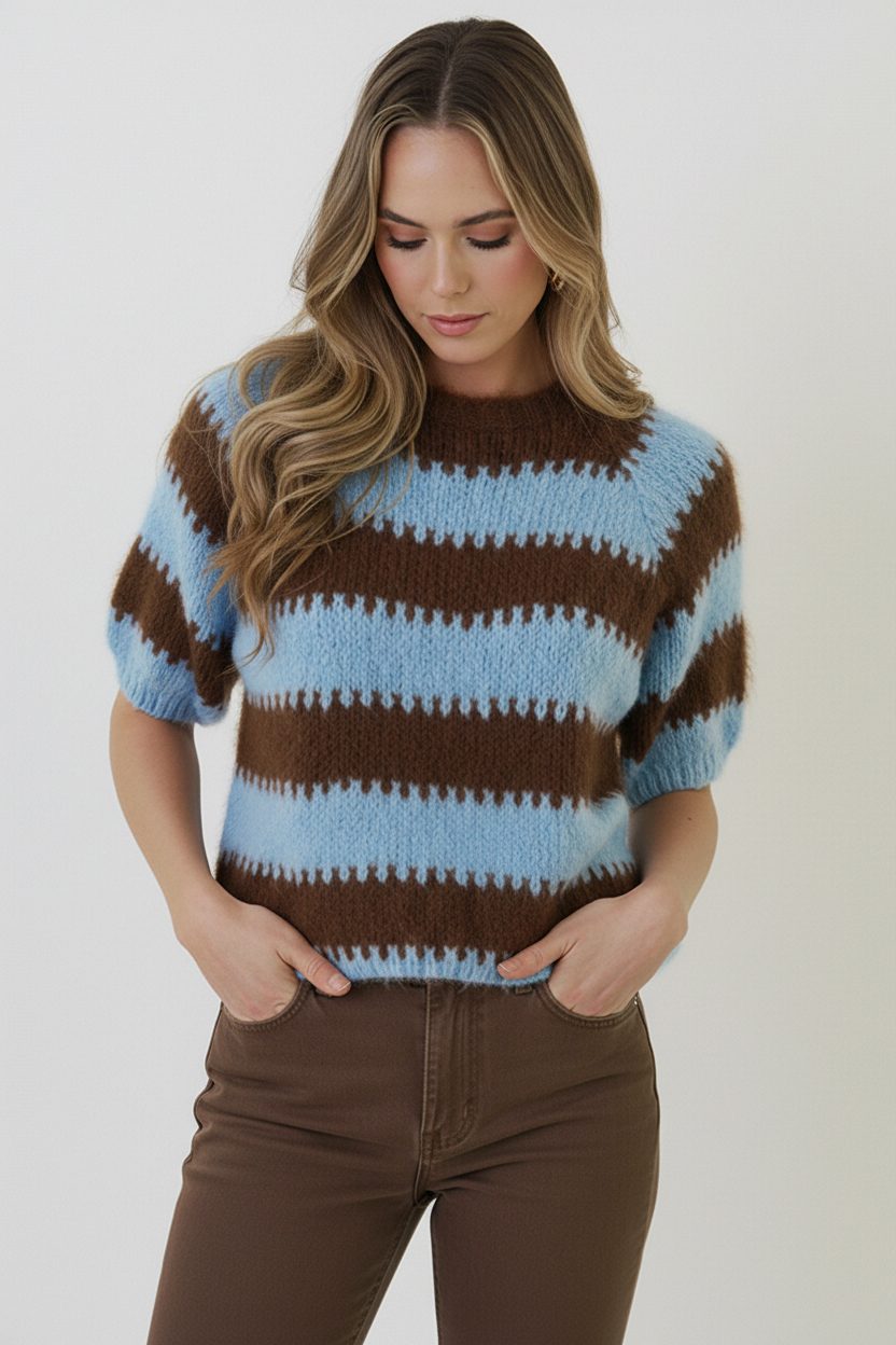 Soft Striped Sweater Choco – truien, foto 3