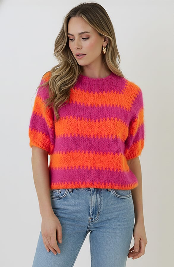 Soft Striped Sweater Fuchsia
