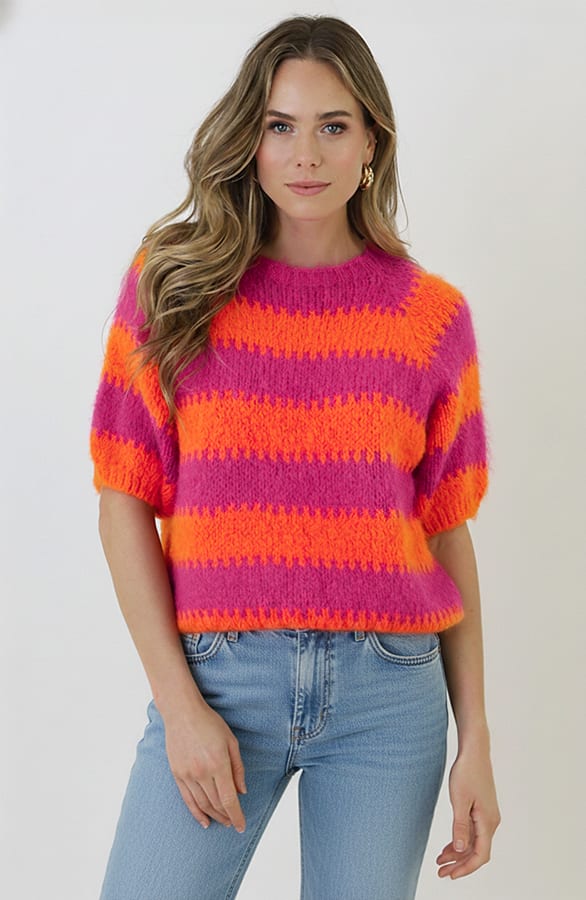 Soft Striped Sweater Fuchsia – truien, foto 2